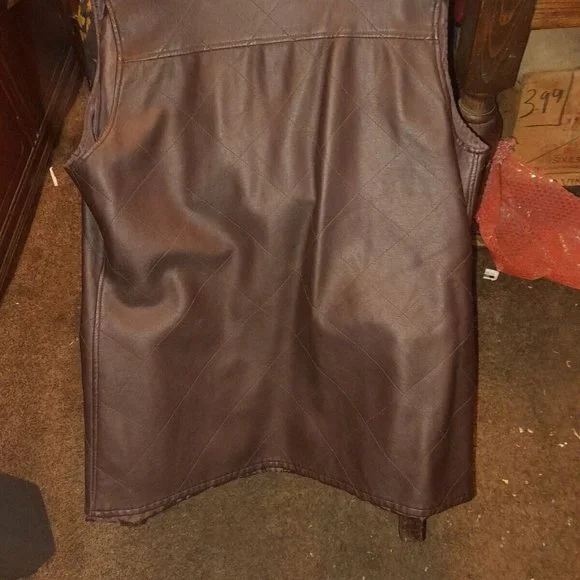 North Western Terratory Leather Vest Mens Long Size 1x - Picture 2 of 2